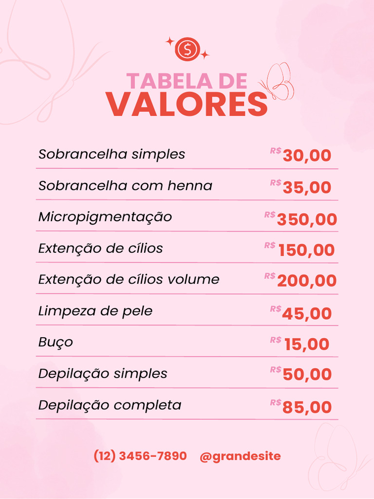 Valores de Serviços de Estética | PDF