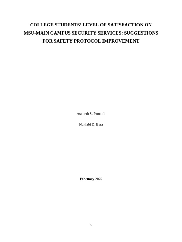MSU Campus Security Satisfaction Survey | PDF