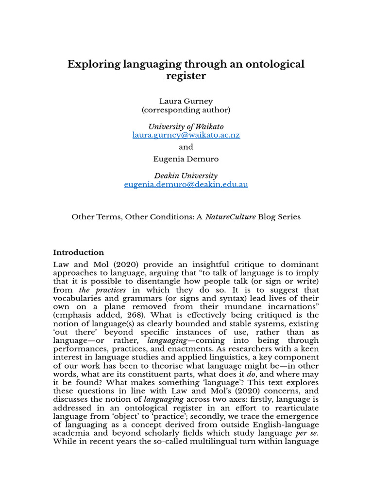 Understanding Languaging Ontology | PDF | Linguistics | Ontology