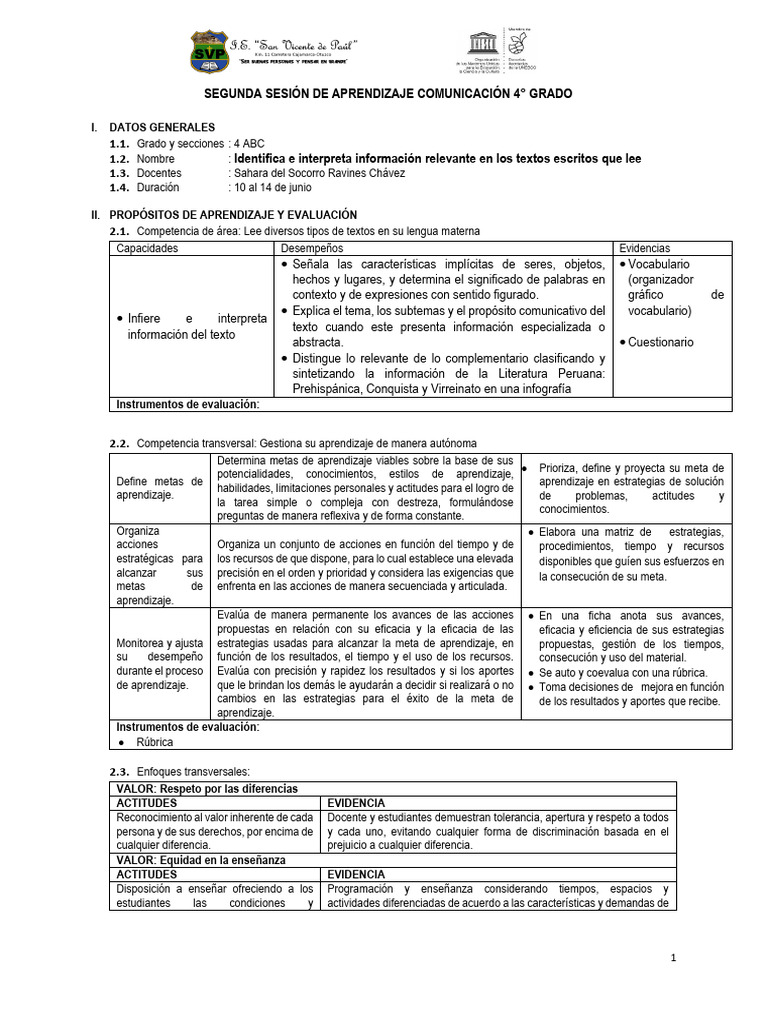 Aprendizaje de Comunicación 4° Grado | PDF | Aprendizaje | Enseñando