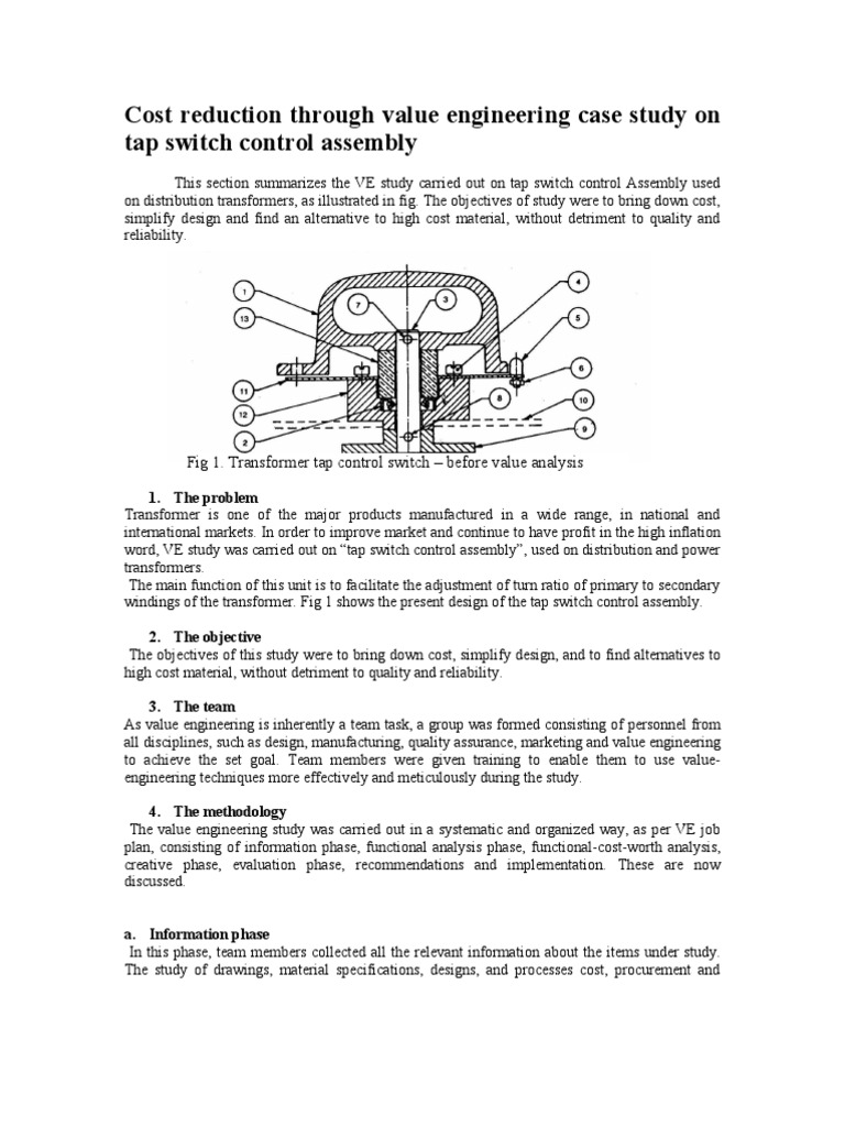 Value Engineering Case Study PDF Transformer Reliability Engineering