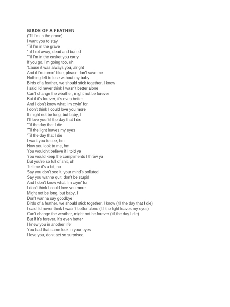 Birds of a Feather Lyrics Analysis | PDF