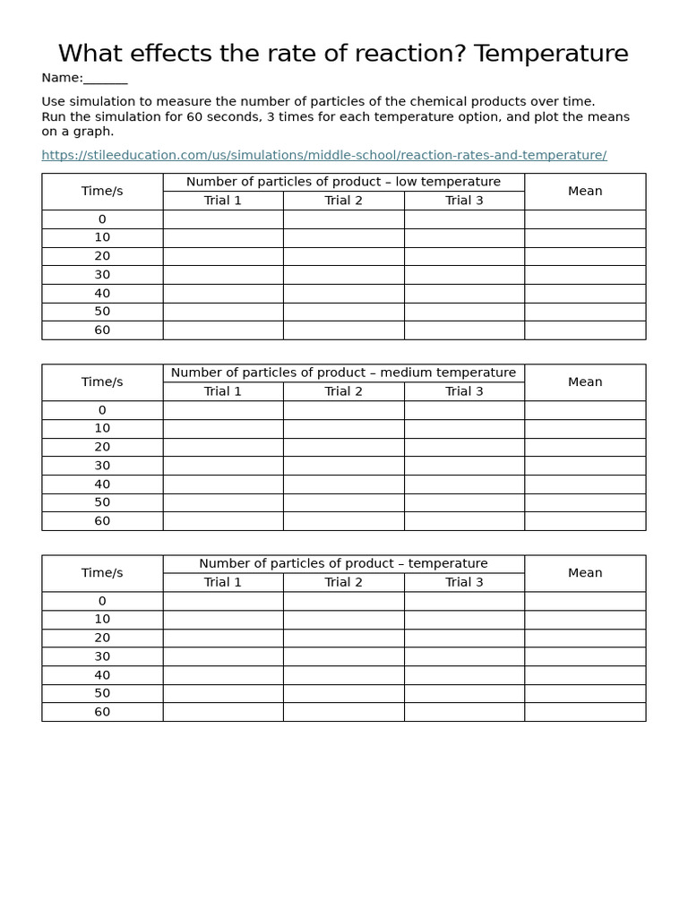 Lab worksheets - simulations temp | PDF