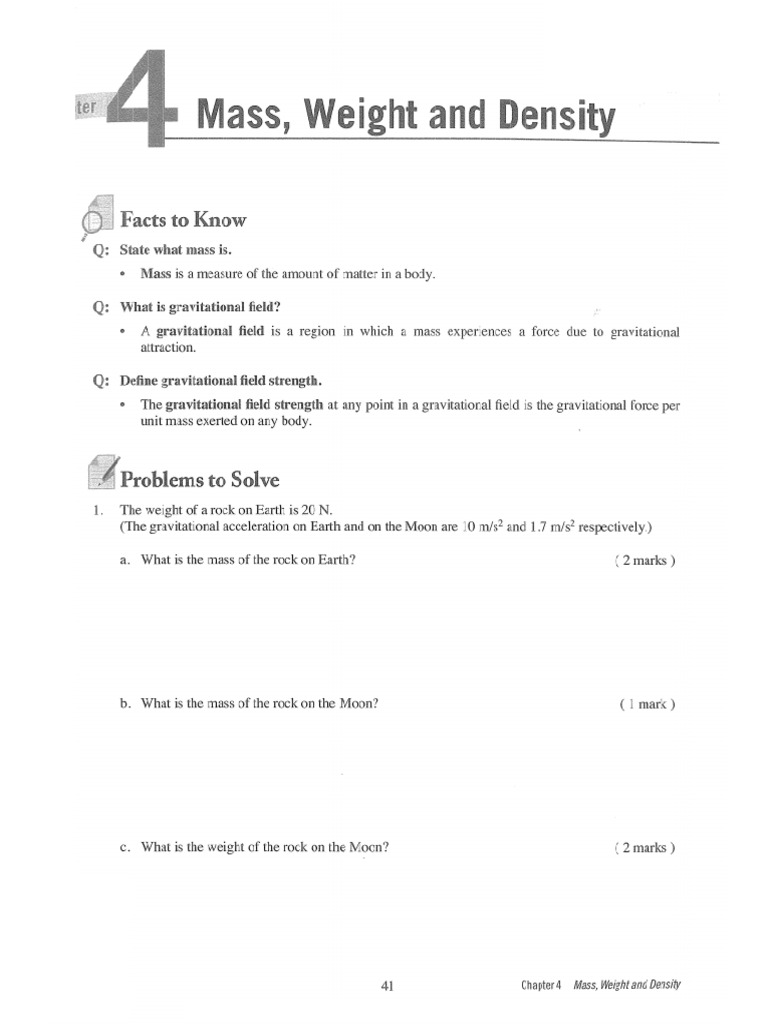 Chapt 4 Mass, Weight and Density | PDF