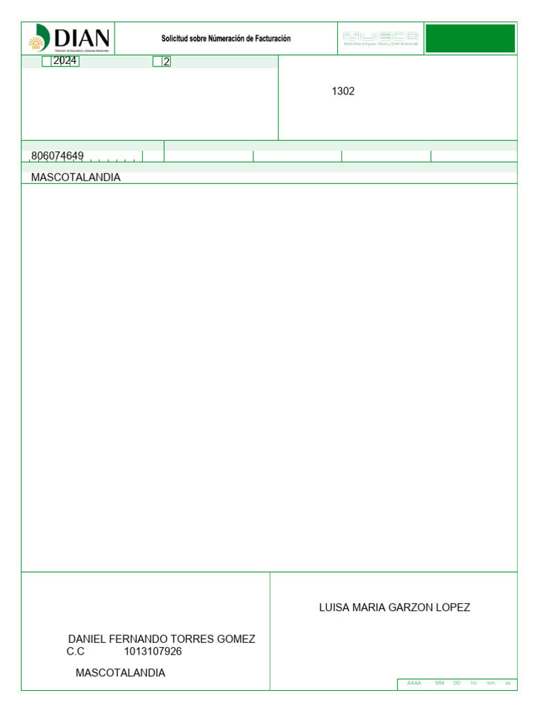 Solicitud Formulario 1302 DIAN | PDF