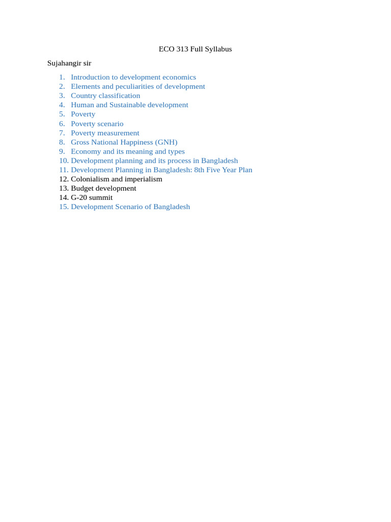 ECO 313 Full Syllabus | PDF