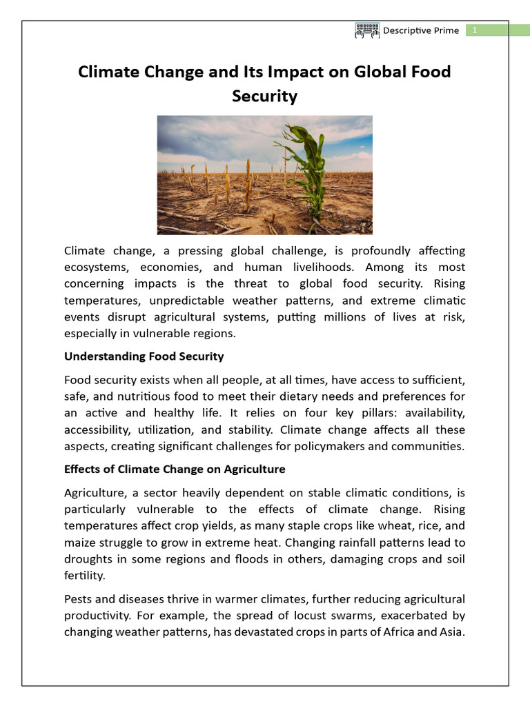 Climate Change's Threat to Food Security | PDF | Agriculture | Food ...