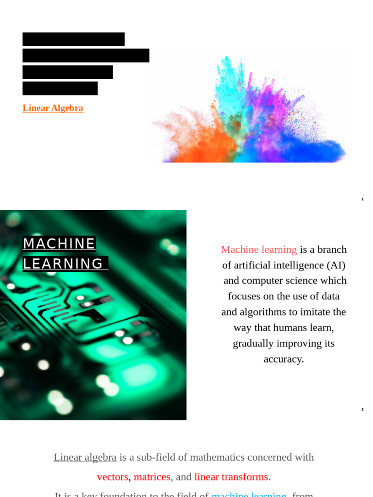 Examples of Linear Algebra in Machine Learning 11022025 060334pm | PDF ...