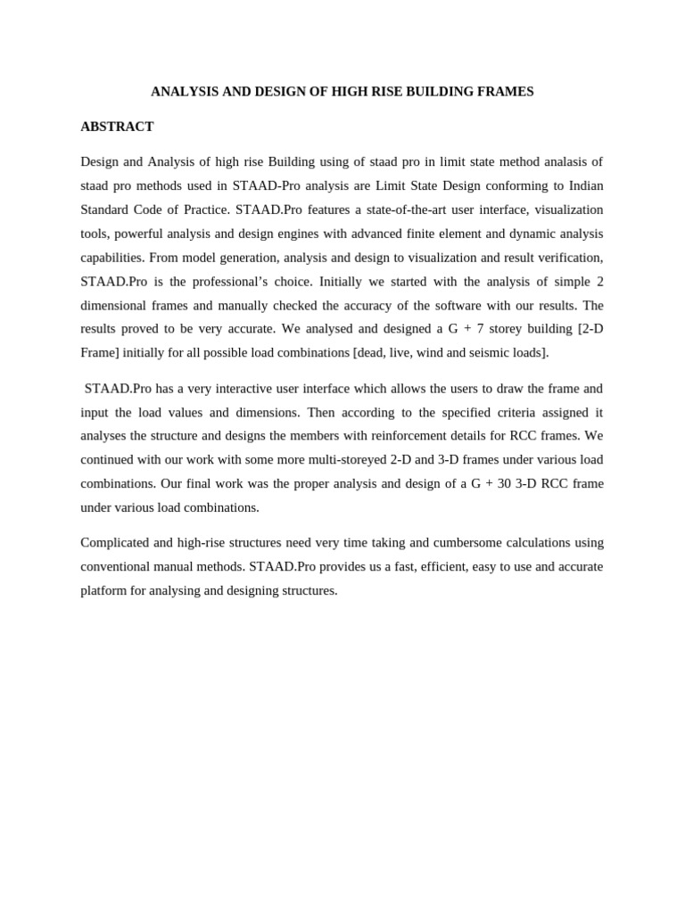 High Rise Building Frame Analysis with STAAD.Pro | PDF