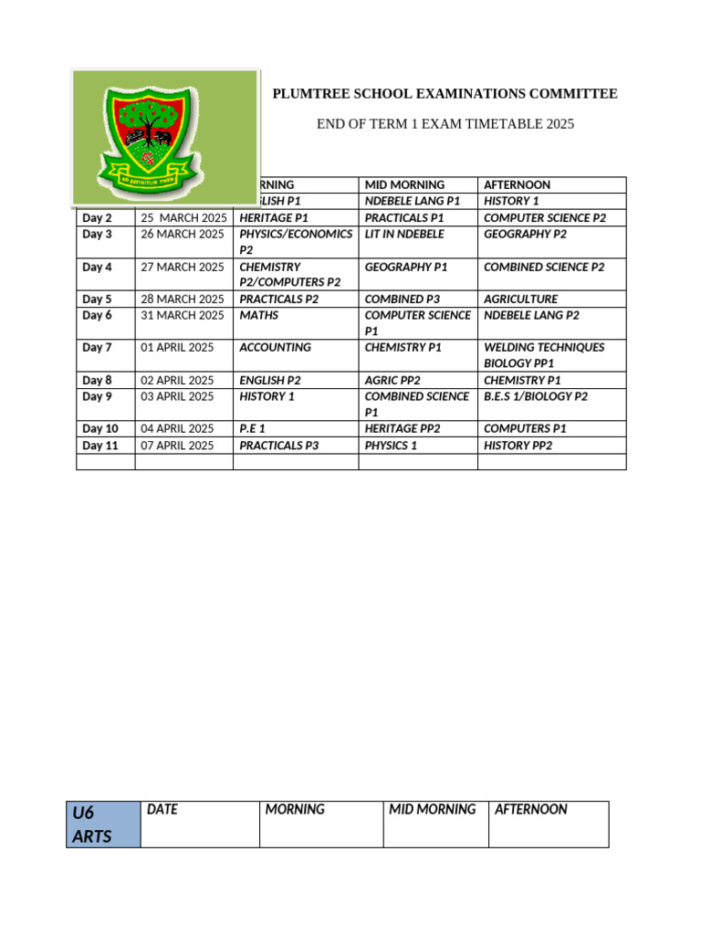 Amended Term 1 Exam Timetable | PDF | Inquiry | Science