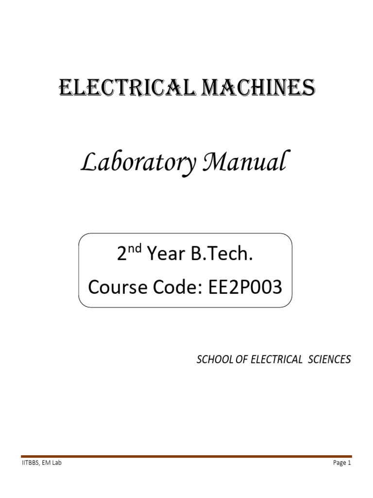 Em Lab Manual - 2025 | PDF | Ac Power | Transformer