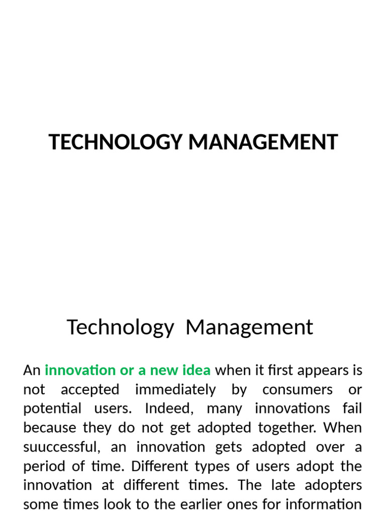 Technology Management | PDF | Innovation | Competitive Advantage