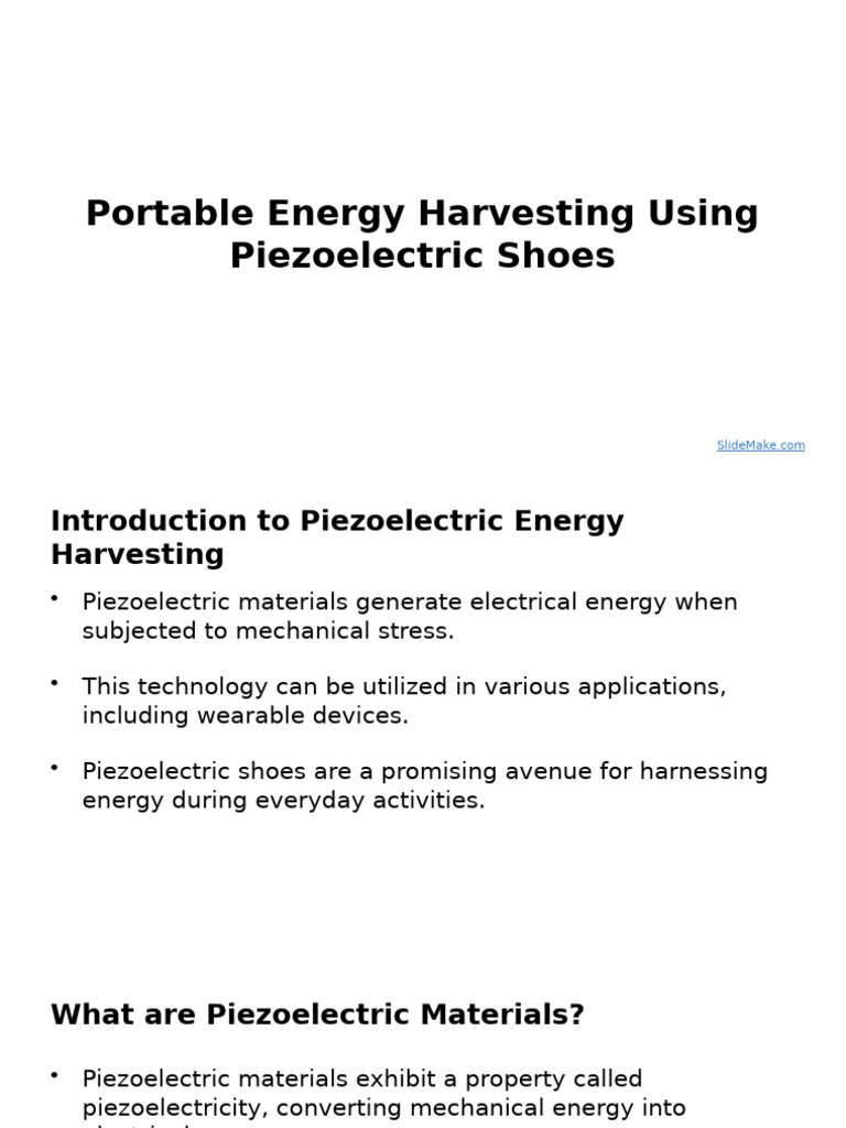 Portable Energy Harvesting Using Piezoelectric Shoes | PDF | Energy ...
