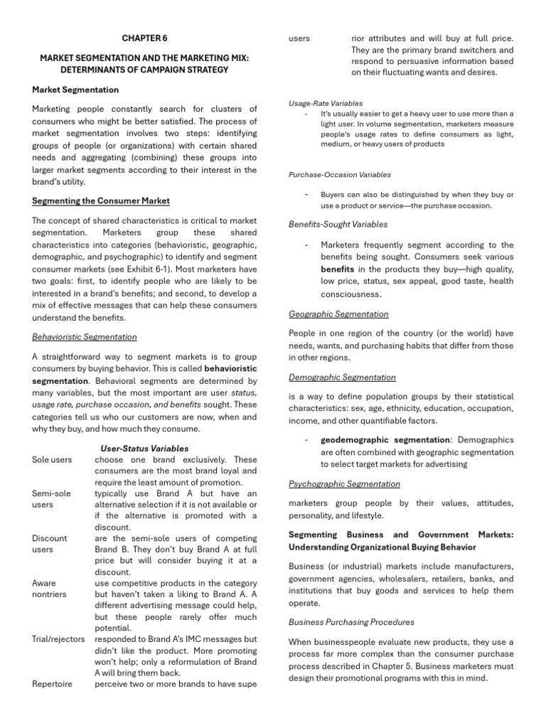 Short Chapter 6 Advertising | PDF | Market Segmentation | Marketing