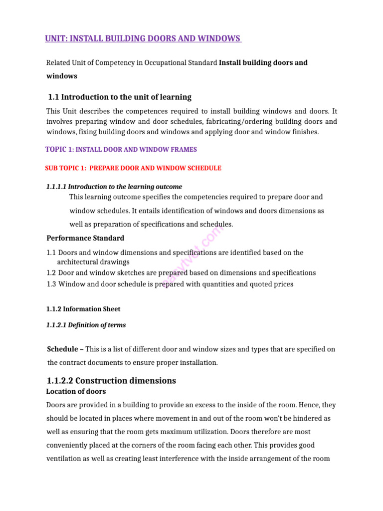 Install Building Doors and Windows Guide | PDF | Window | Door