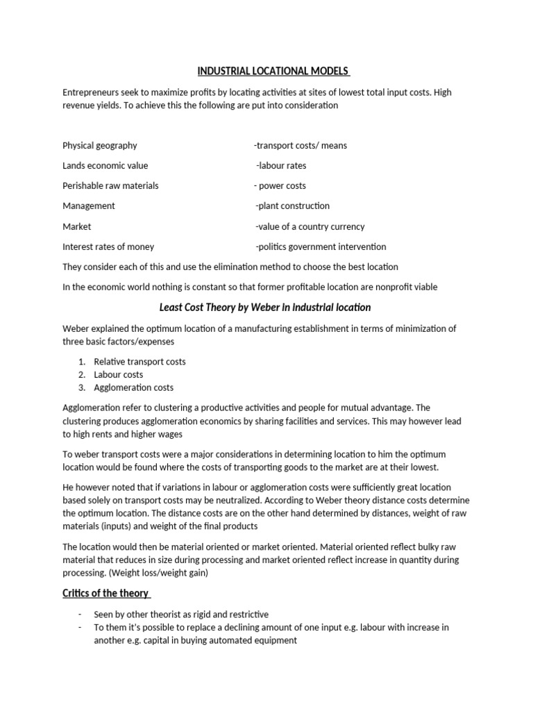 Industrial Location Strategies Explained | PDF | Labour Economics