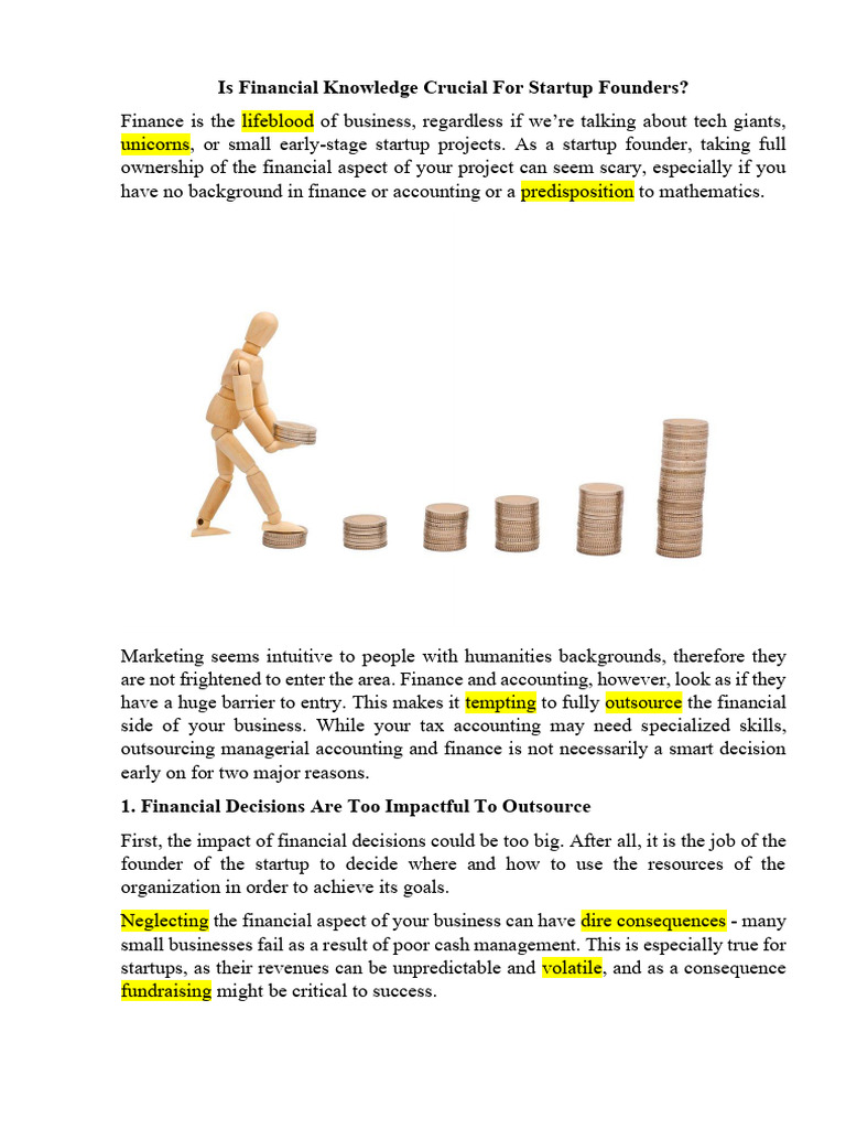 Is Financial Knowledge Crucial For Startup Founders | PDF | Startup ...