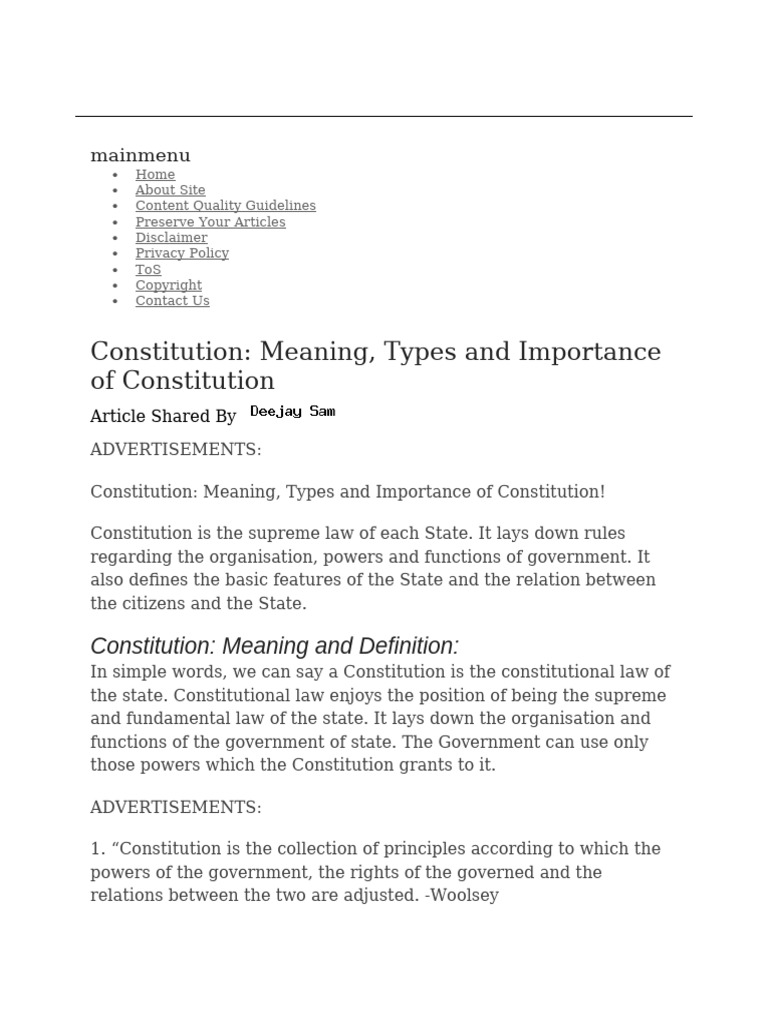 Types of Constitutions Explained | PDF | Constitution | Constitutional Law