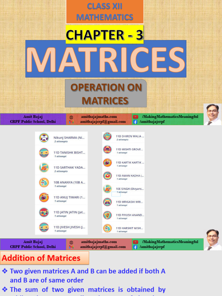 L3+CH+3+MATRICES+(Operation+on+Matrices) | PDF | Matrix (Mathematics ...