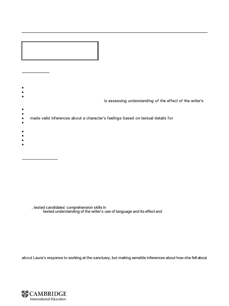 Cambridge O Level 1125 English Report | PDF | Reading Comprehension ...