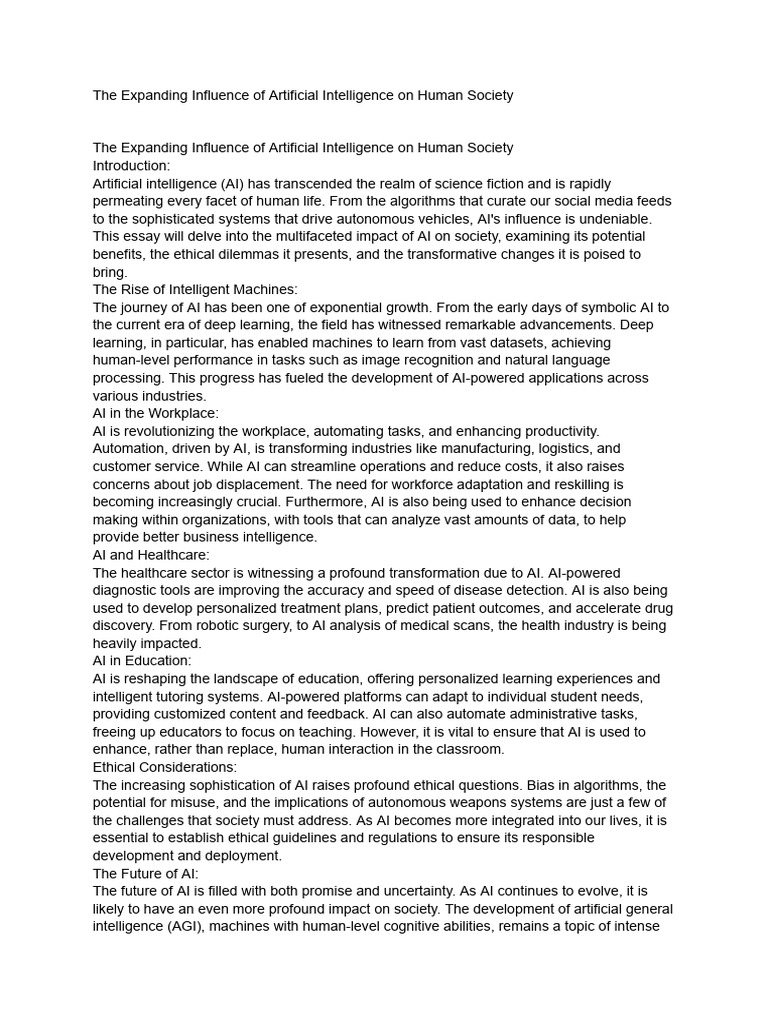 AI's Transformative Impact on Society | PDF | Artificial Intelligence ...