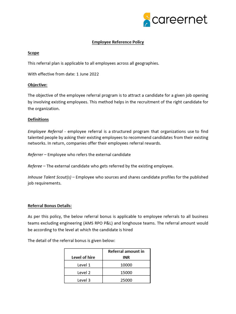 Employee Referral Program Overview | PDF | Recruitment | Employee Relations