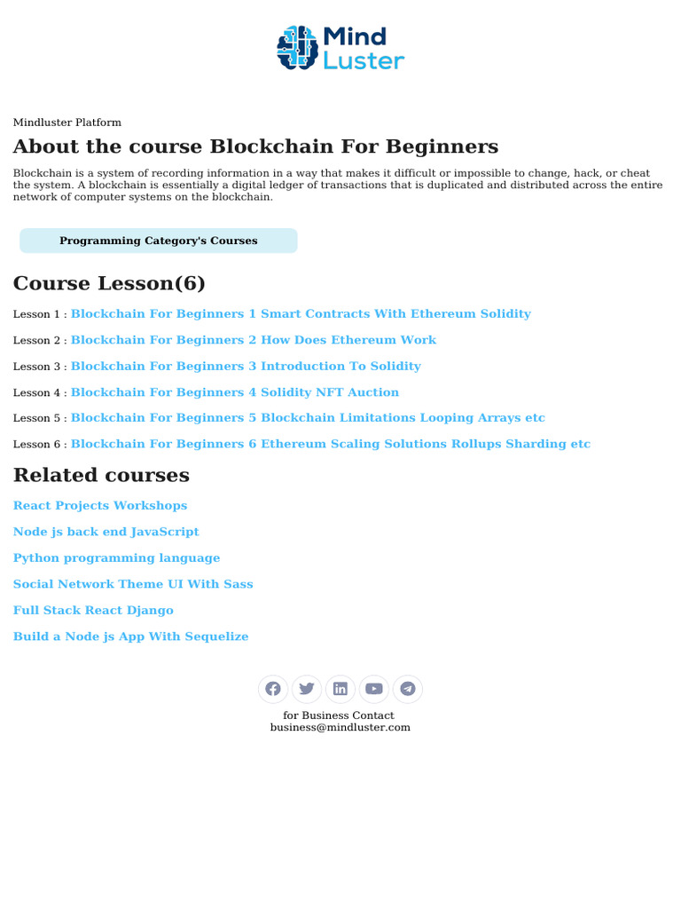 Blockchain For Beginners Course Content | PDF