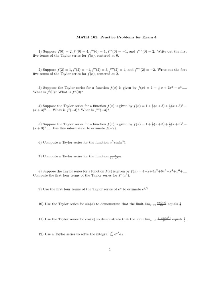 Exam4 Practice | PDF | Special Functions | Euclidean Geometry