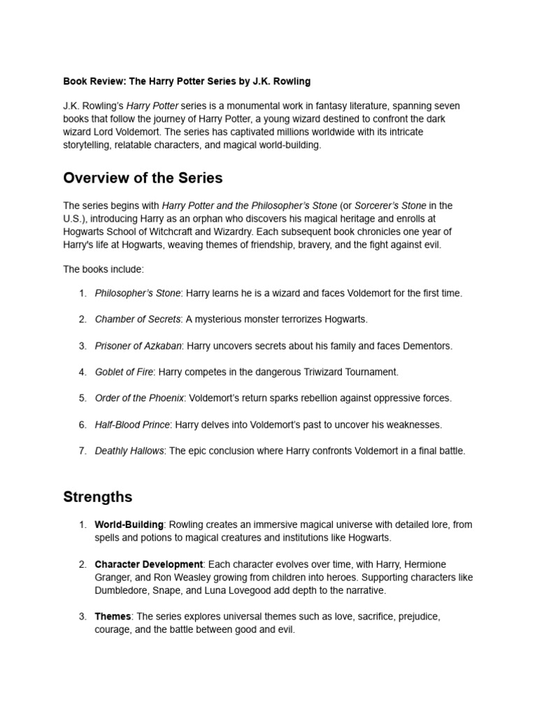 Harry Potter Series: A Comprehensive Review | PDF | Mythography | Harry ...