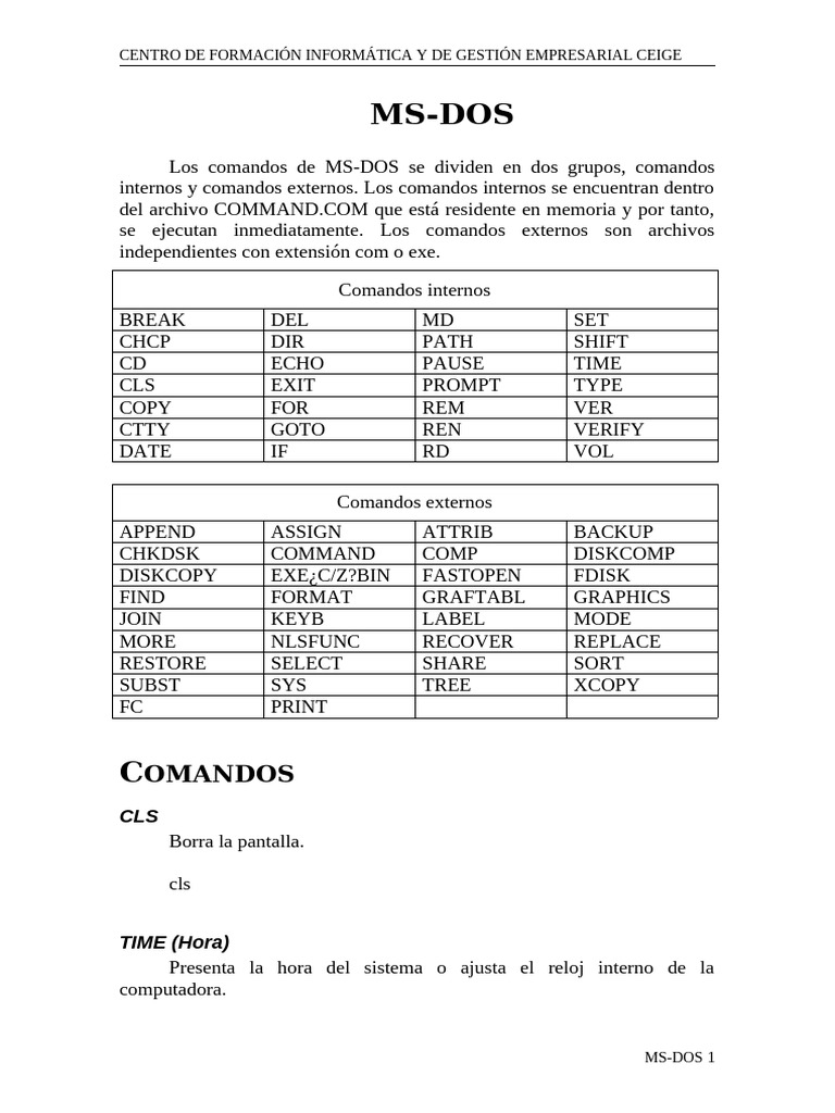 Ms Dos Micro | PDF | Archivo de computadora | Directorio (Computación)
