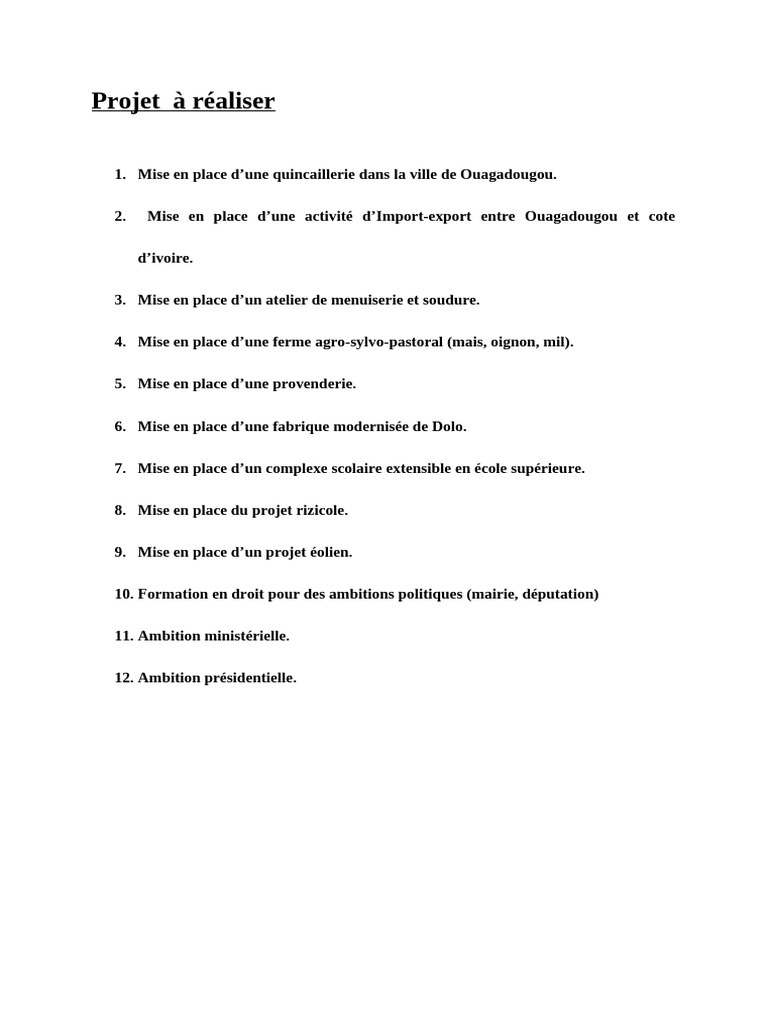 Projets de développement à Ouagadougou | PDF