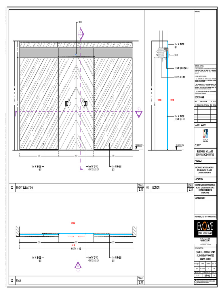 DR-02 (SGD-01) Double Leaf Sliding Automatic Glass Door - Block B | PDF