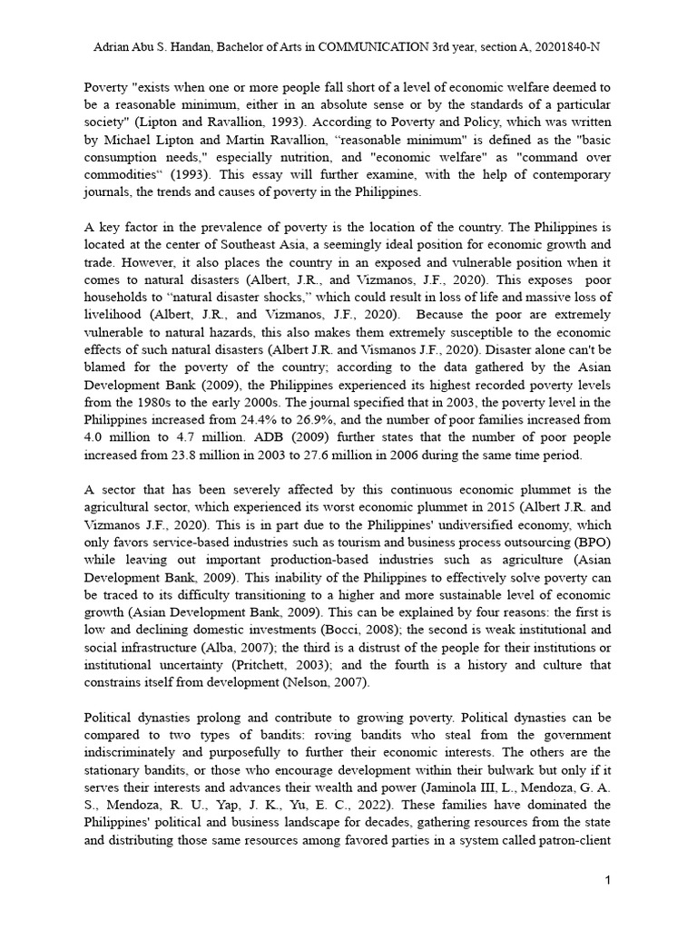 Causes and Trends of Poverty in the Philippines | PDF | Poverty ...