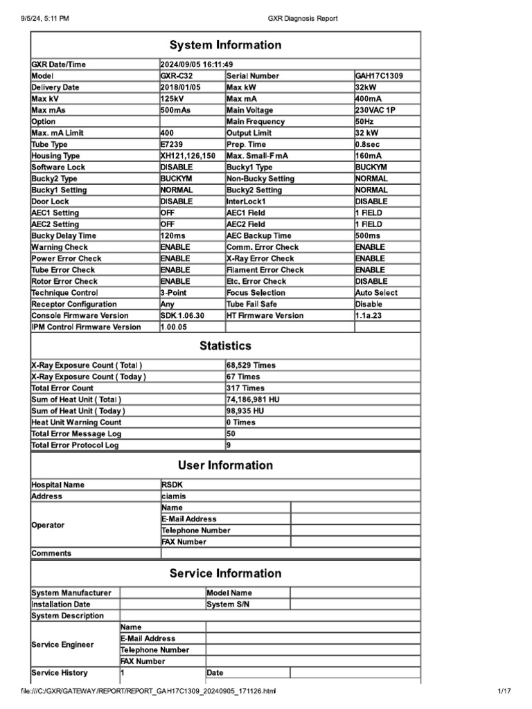 GXR Diagnosis Report | PDF
