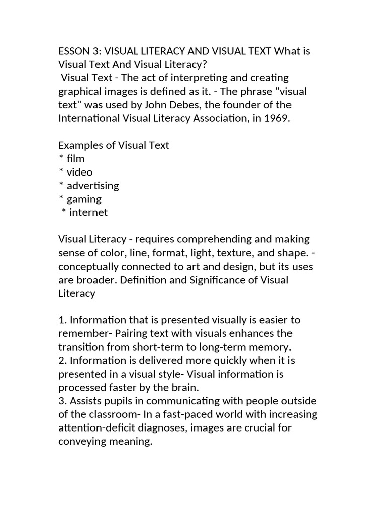 Understanding Visual Literacy and Text | PDF