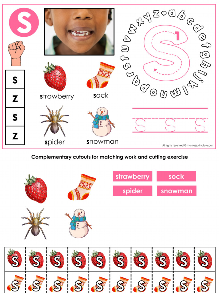 Letter S Activity Page Montessori Nature Free Printable | PDF