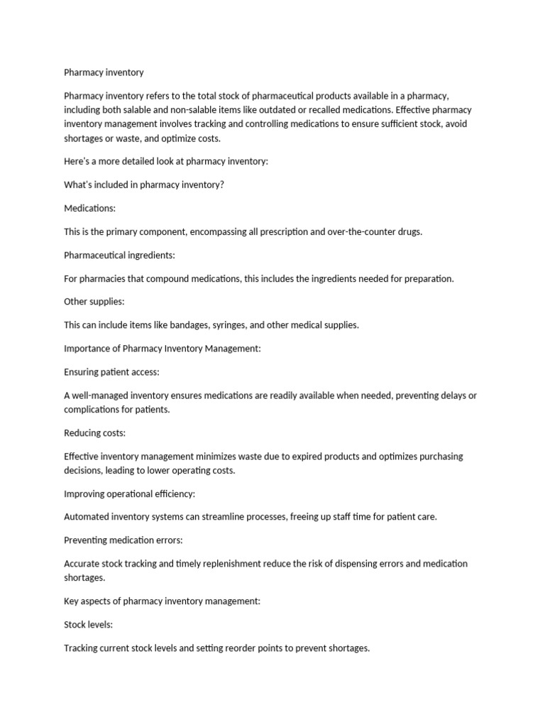 Pharmacy Inventory Management Guide | PDF