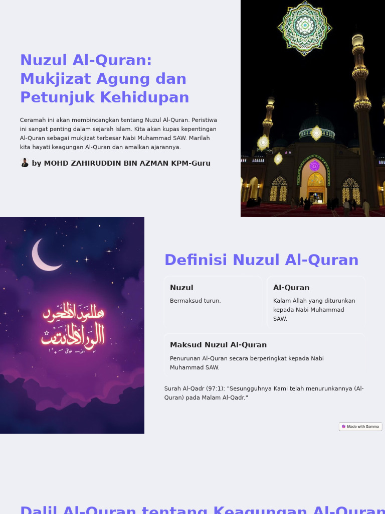 Nuzul Al Quran Mukjizat Agung Dan Petunjuk Kehidupan | PDF
