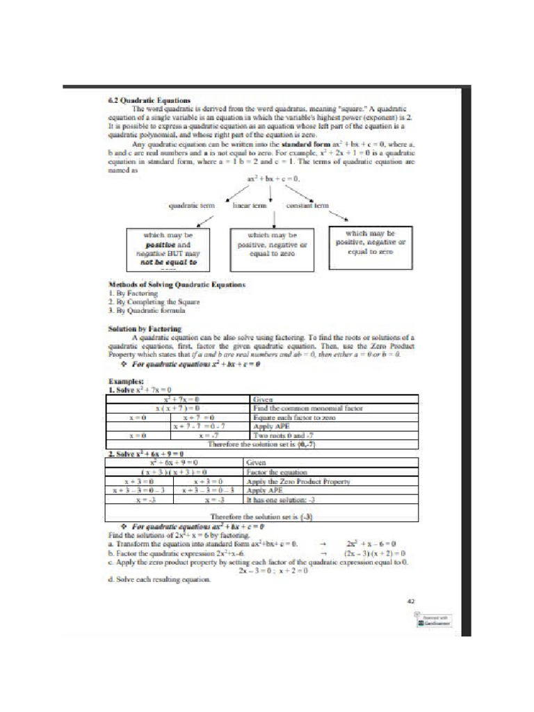 Quadratic-Equations 082816 | PDF