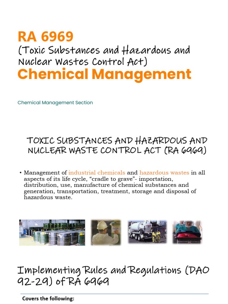 RA 6969: Chemical Management Guidelines | PDF | Waste | Petroleum