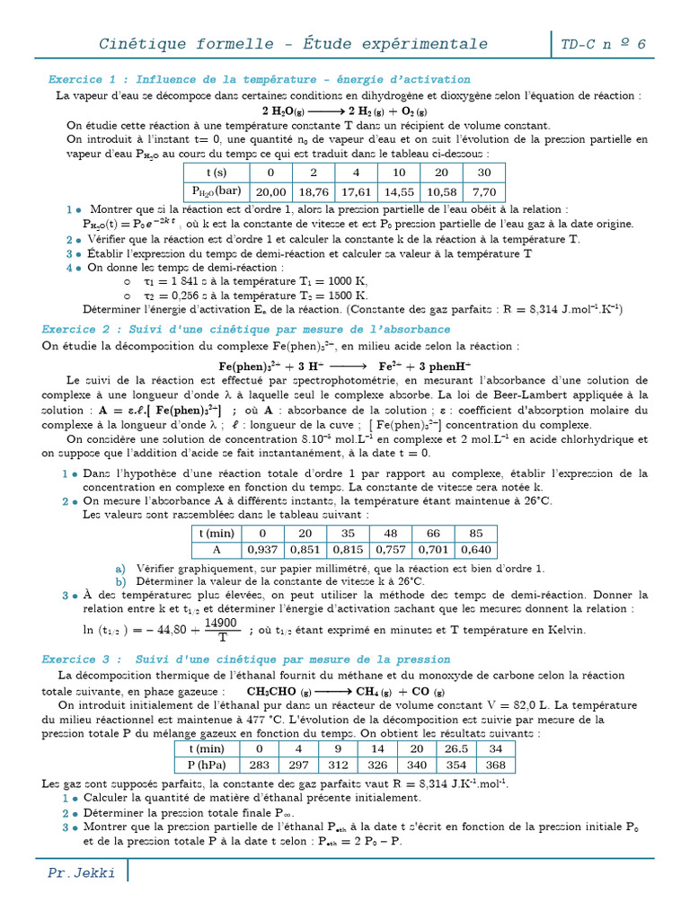 Cinétique des réactions chimiques | PDF | L'absorbance | Cinétique chimique
