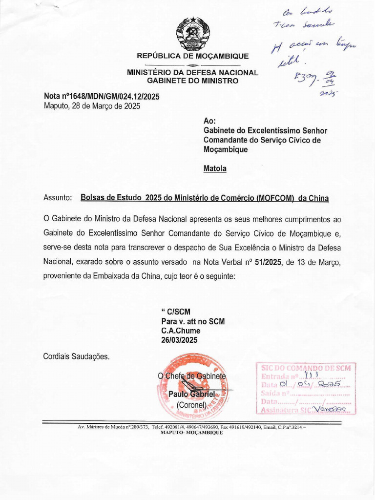 Bolsas de Estudo 2025 Do Ministerio de Comercio (MOFCOM) Da China | PDF
