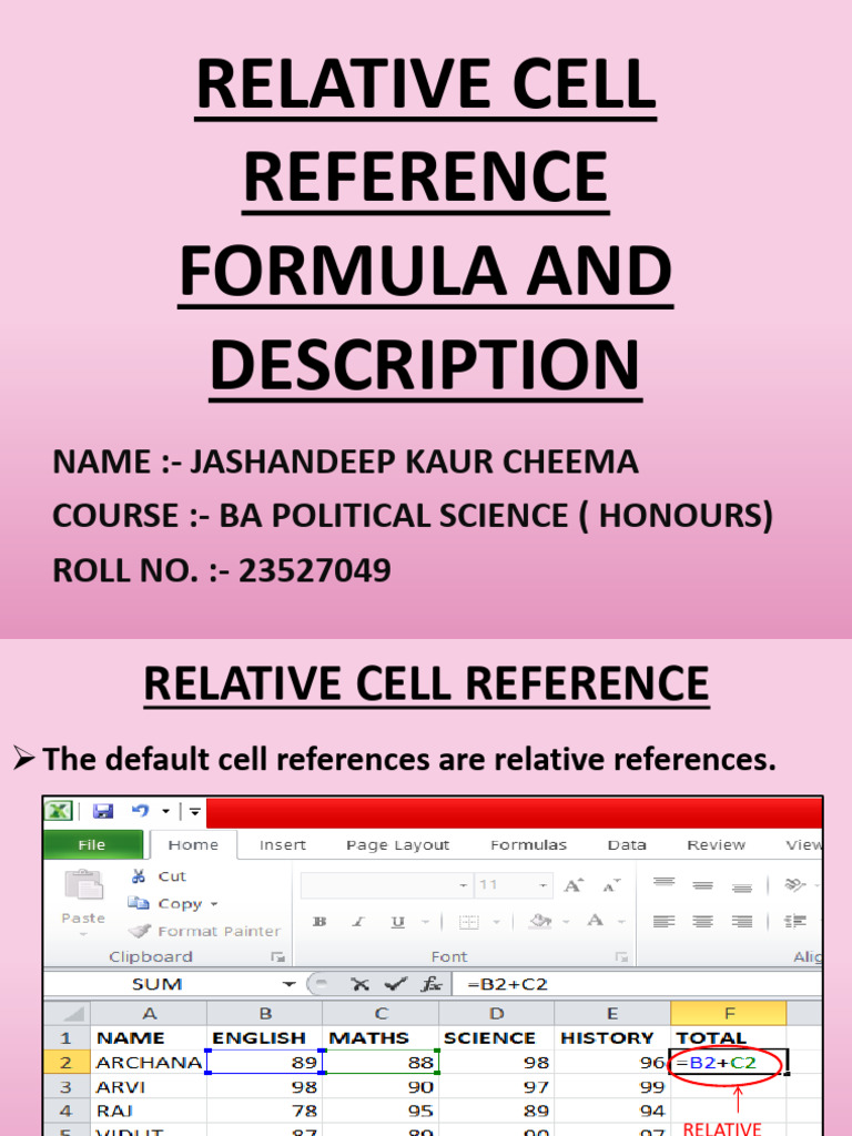 Understanding Relative Cell References | PDF