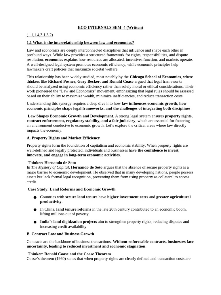 Law and Economics: Interrelationship Insights | PDF | Welfare Economics ...