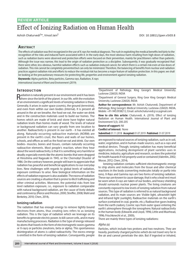 Ionizing Radiation's Impact on Health | PDF | Radiation | Ionizing ...