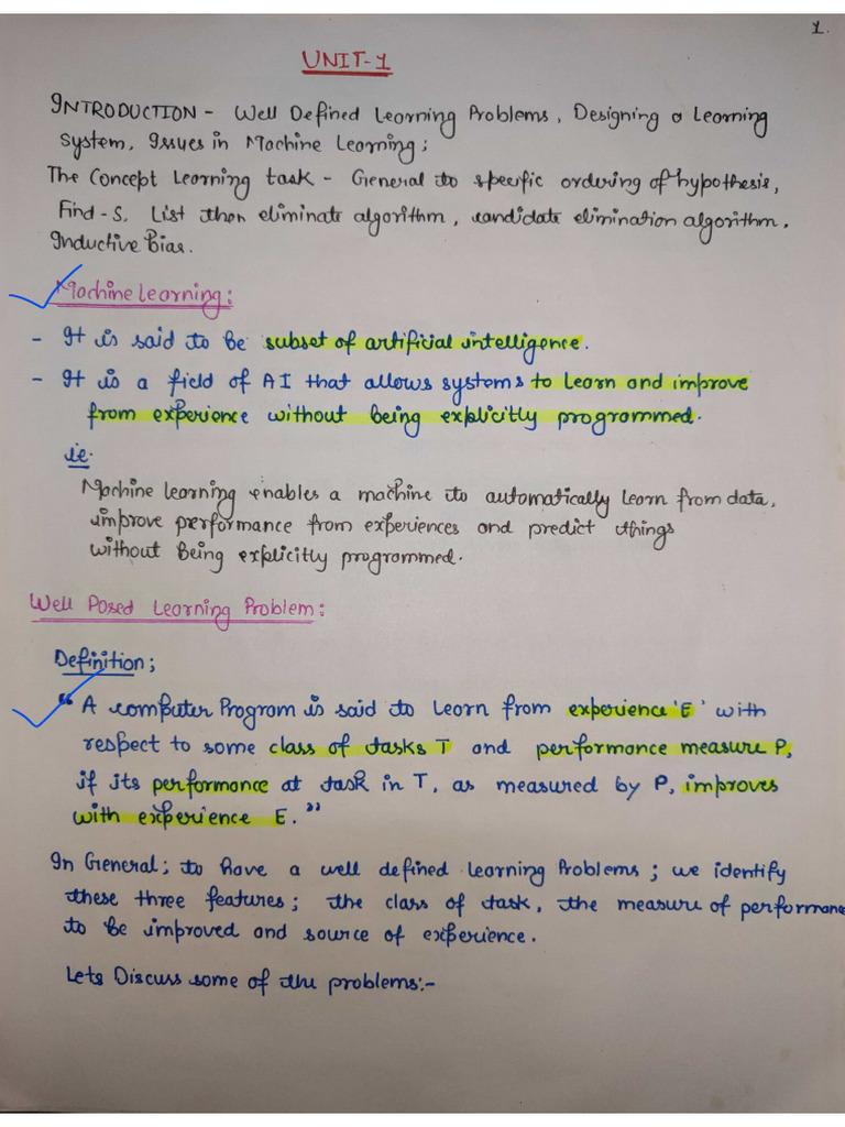 Machine Learning KOE073 Chapter 1 | PDF