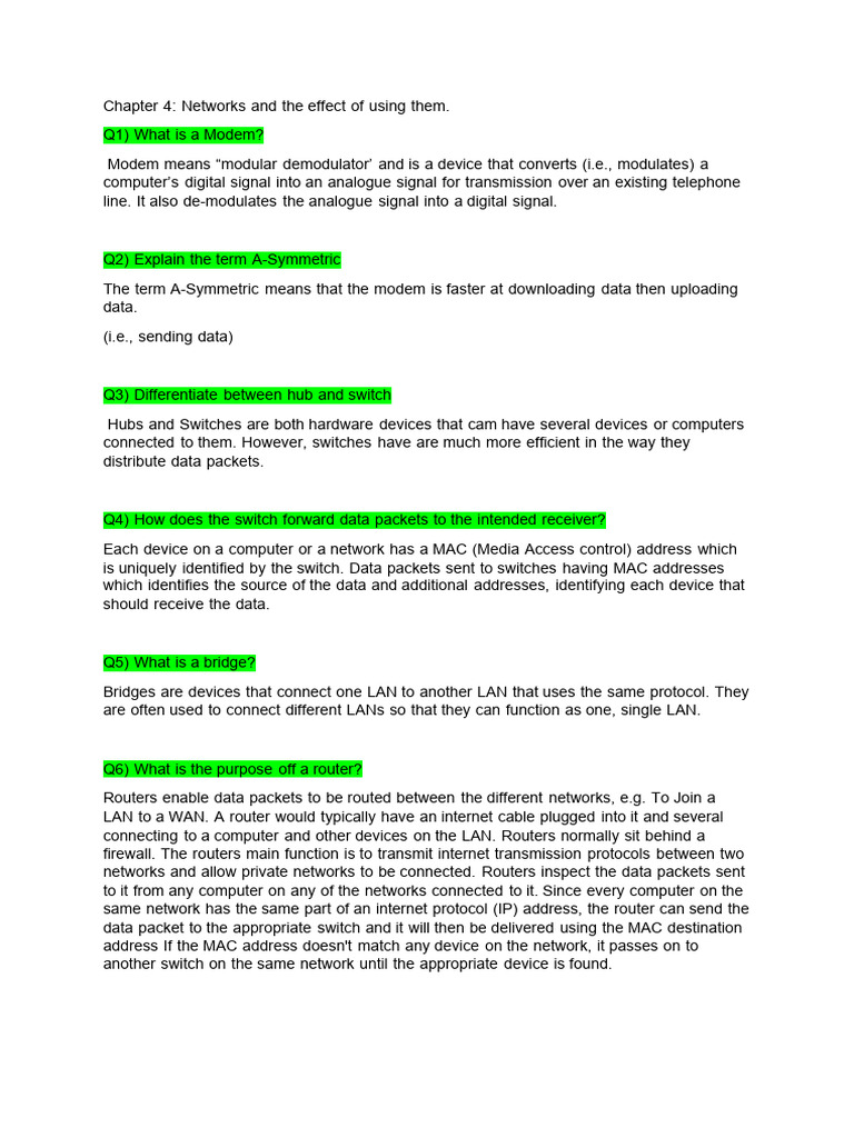 Understanding Modems Routers And Networks Pdf Network Switch