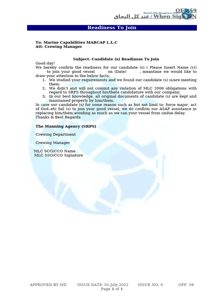 Candidate Readiness Confirmation Letter | PDF