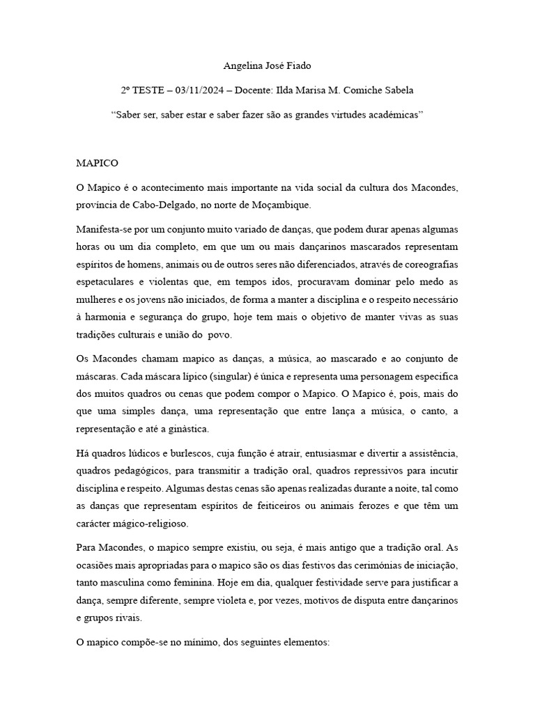 Mapico: Dança e Cultura Maconde | PDF | Bibliotecas | Máscara