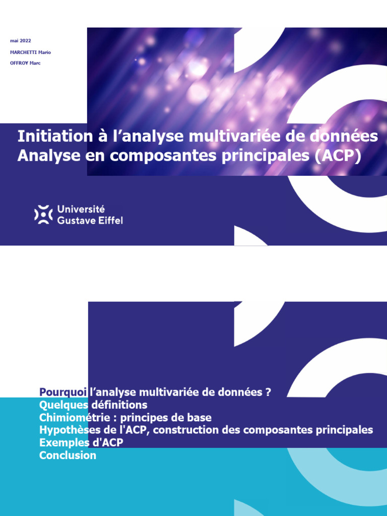 Introduction à l'Analyse Multivariée | PDF | Analyse en composantes ...